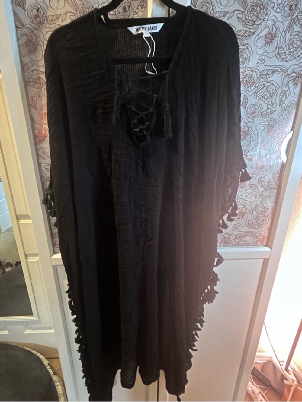 Walter Baker Black Lace-Up Tassel Tunic